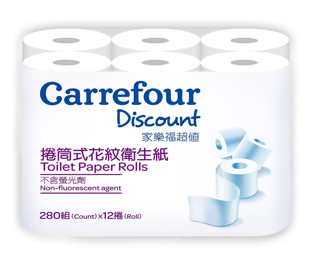 家樂福超值捲筒式花紋衛生紙 <12Roll捲 x 1 x 1Roll捲>