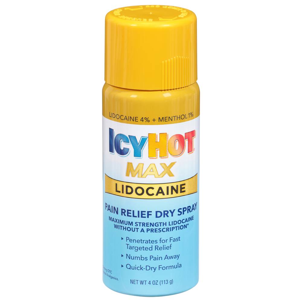 Icy Hot Max Dry Lidocaine Pain Relief Spray (4 oz)