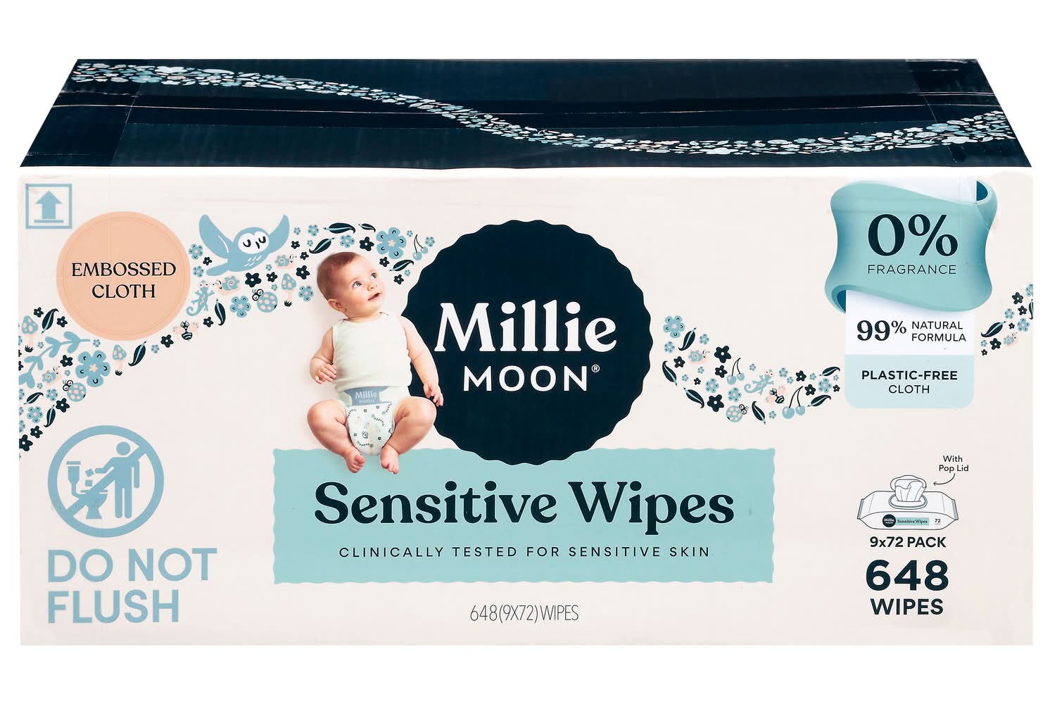 Millie Moon Sensitive Wipes, Jumbo (648 ct)