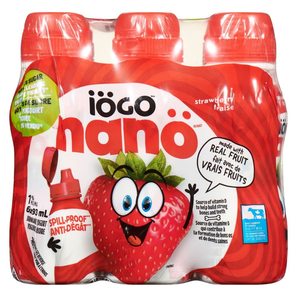 iÖGO Nanö Drinkable Yogourt, Strawberry (6 x 93 ml)