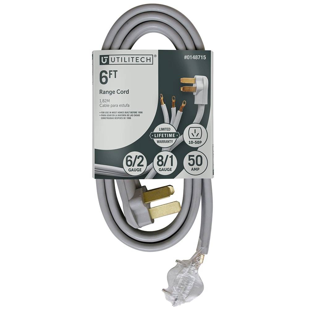 Utilitech Appliance Power Cords 6-ft 50-Amp 3-Prong Gray Range Appliance Power Cord | UTR628106