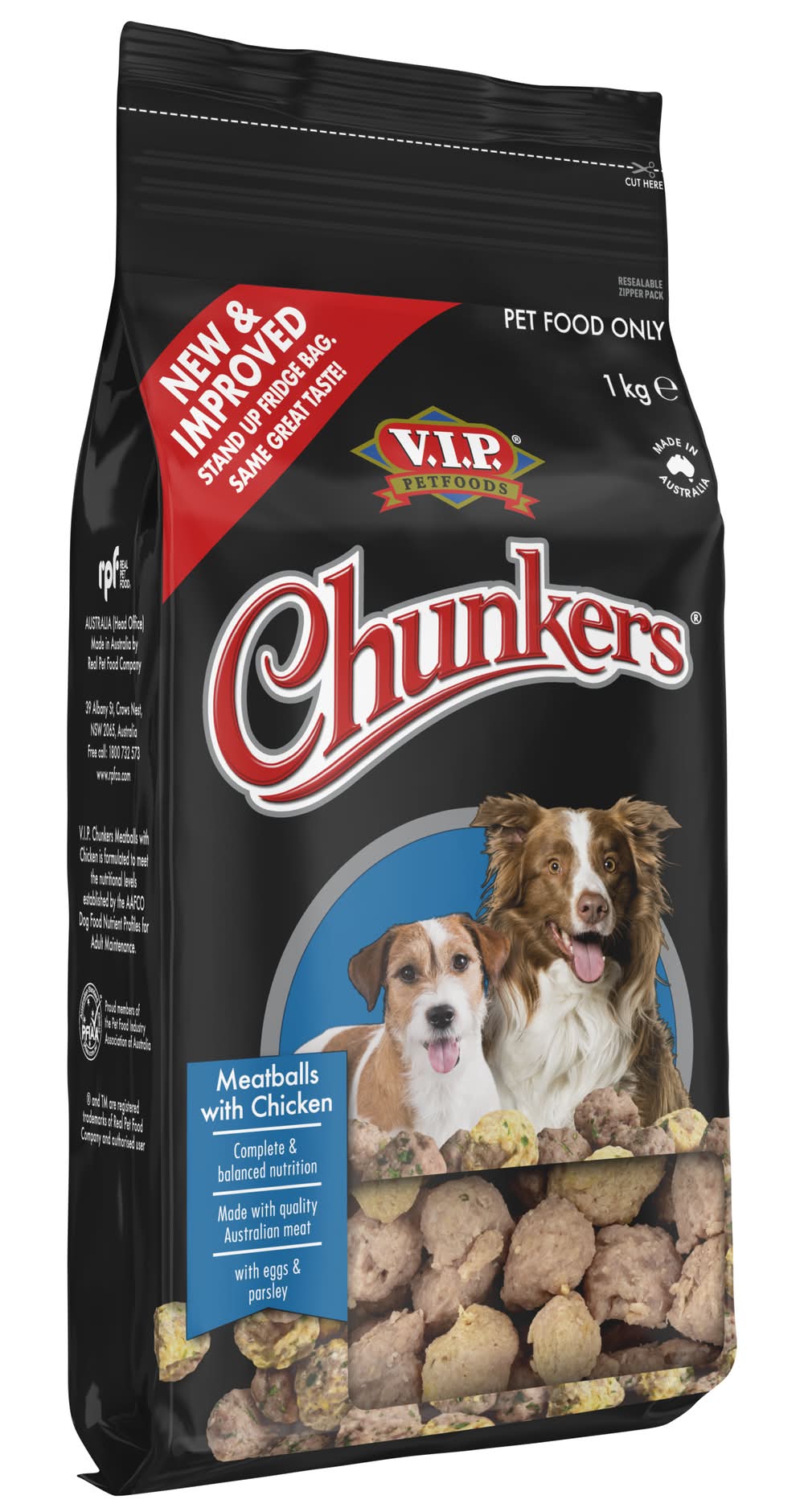 V.I.P. Petfoods Chunkers Meatballs Wet Dog Food, Chicken, Adult (1kg)
