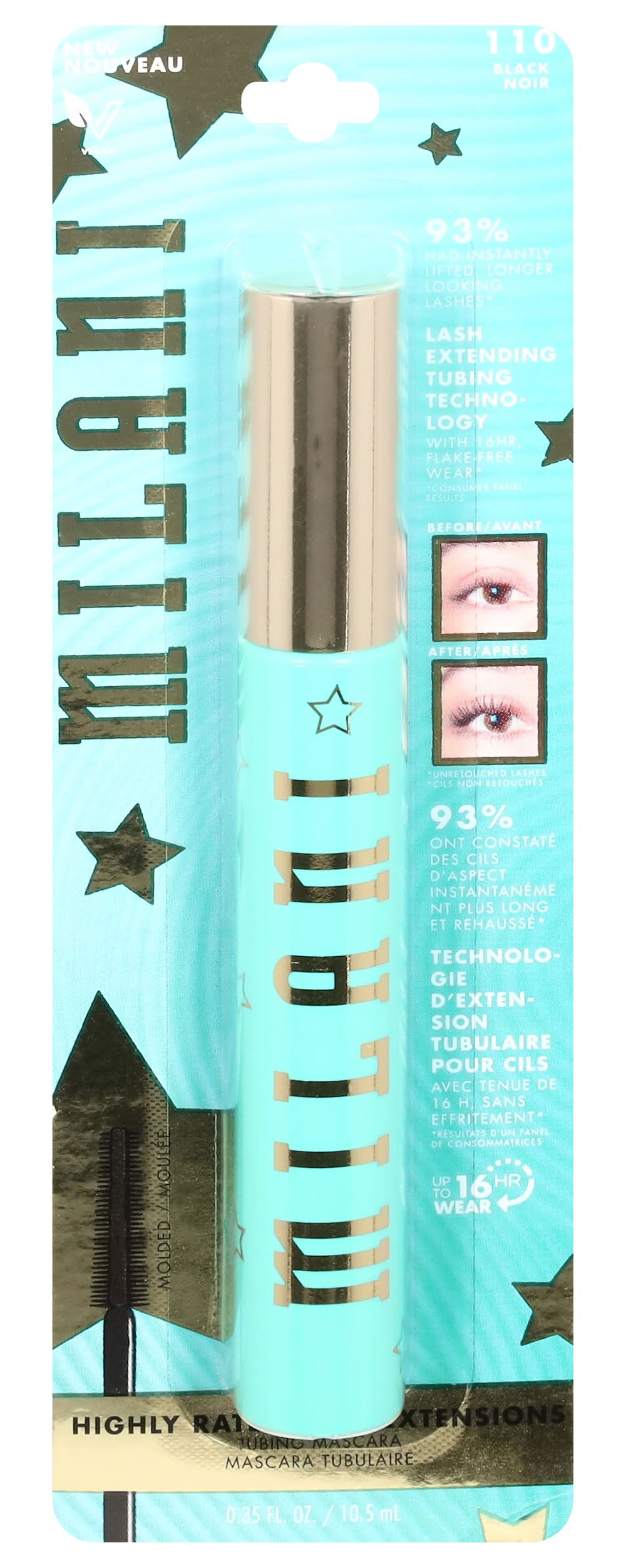 Milani Highly Rated Lash Extensions Tubing Mascara, Black (1.1 oz)