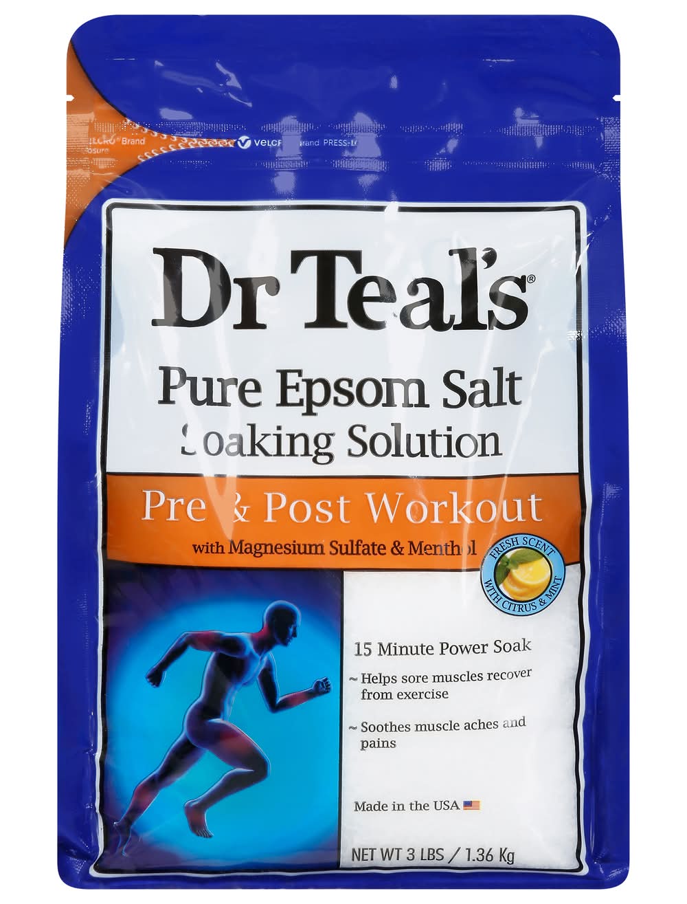 Dr Teal's Pure Epsom Salt Loaking Solution Pre Post Workout (3 lbs)
