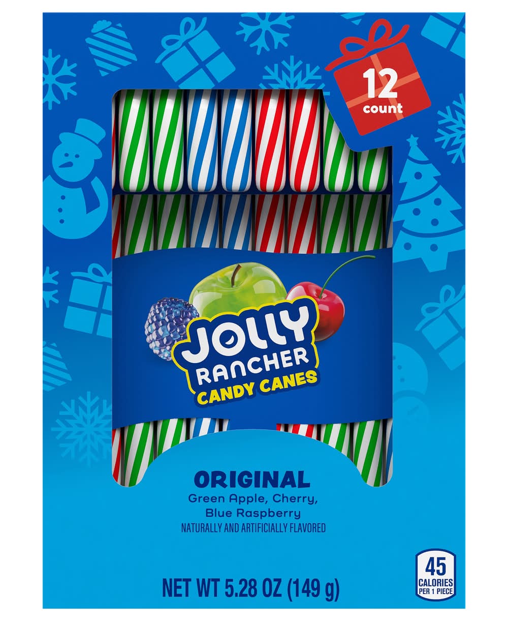 Jolly Rancher Christmas Candy Canes, Assorted (5.28 oz, 12 ct)