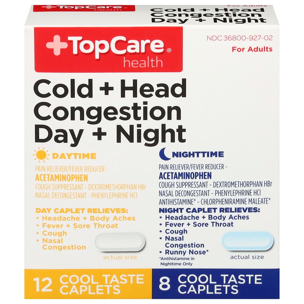 TopCare Daytime & Nighttime Cold Head Congestion Cool Taste Caplets (20 ct)