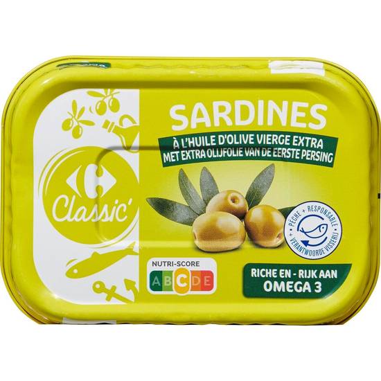 Carrefour Classic' - Sardines huile d'olive vierge