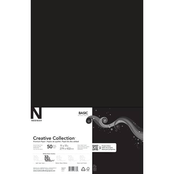 Neenah® Creative Collection™ Specialty Paper, Eclipse Black, Ledger (11" x 17"), 50 Sheets Per Pack, 32 Lb, FSC® Certified
