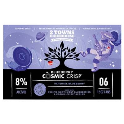 2 Towns Blueberry Cosmic Crisp Hard Cider In Cans - 6-12 Fz