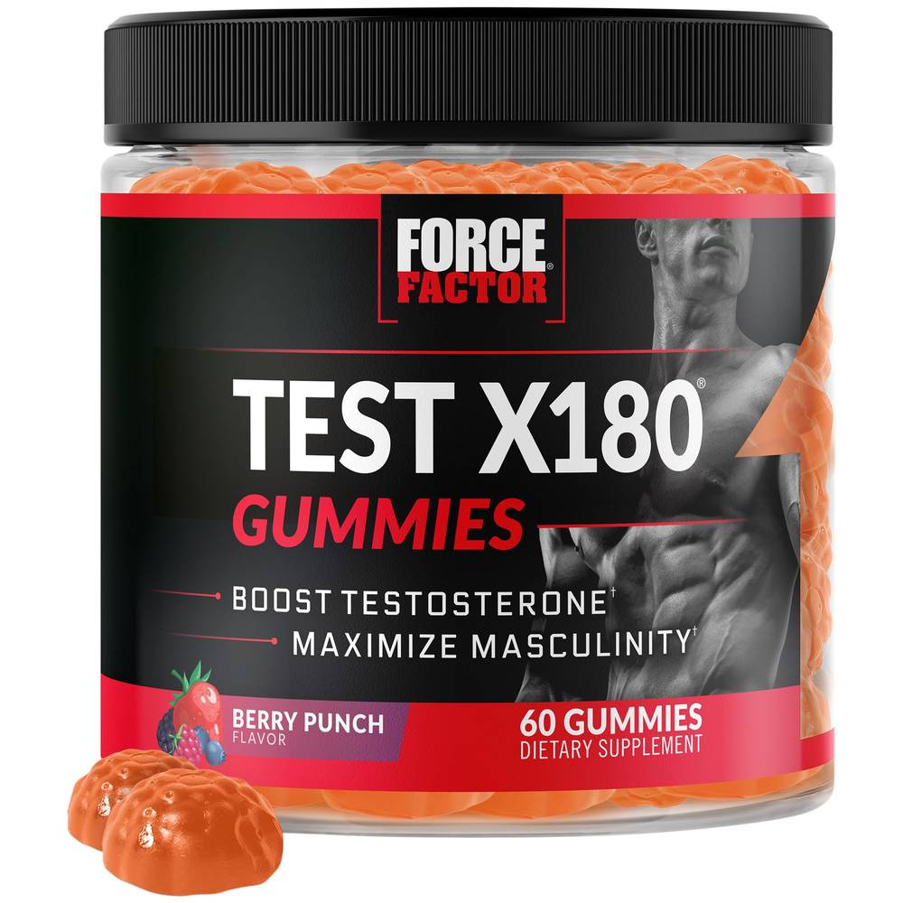 Force Factor Test X180 Gummies Testosterone Booster For Men, Berry Punch (60 ct)