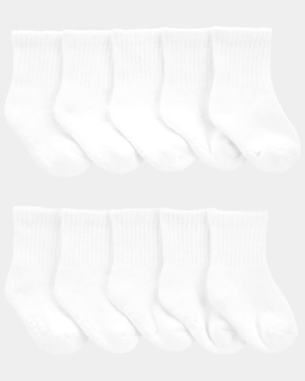 Baby Boy 10-Pack Crew Socks - White - 12-24M
