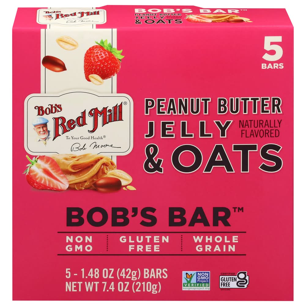 Bob's Red Mill Bob's Bar Peanut Butter Oats Bars, Jelly (7.4 oz, 5 ct)
