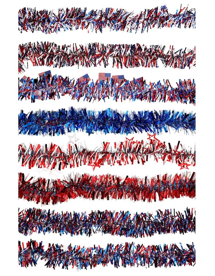 Patriotic Tinsel Garland, 9 ft.