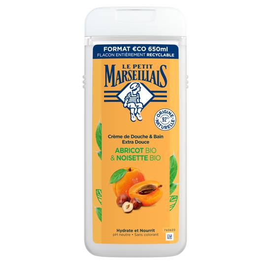 Le Petit Marseillais - Douche et bain crème extra doux abricot et noisette bio (650 ml)