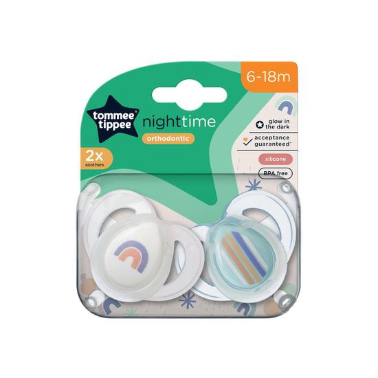 Tommee Tippee Night Time Baby Dummy 2 pack 6-18m 2 pack