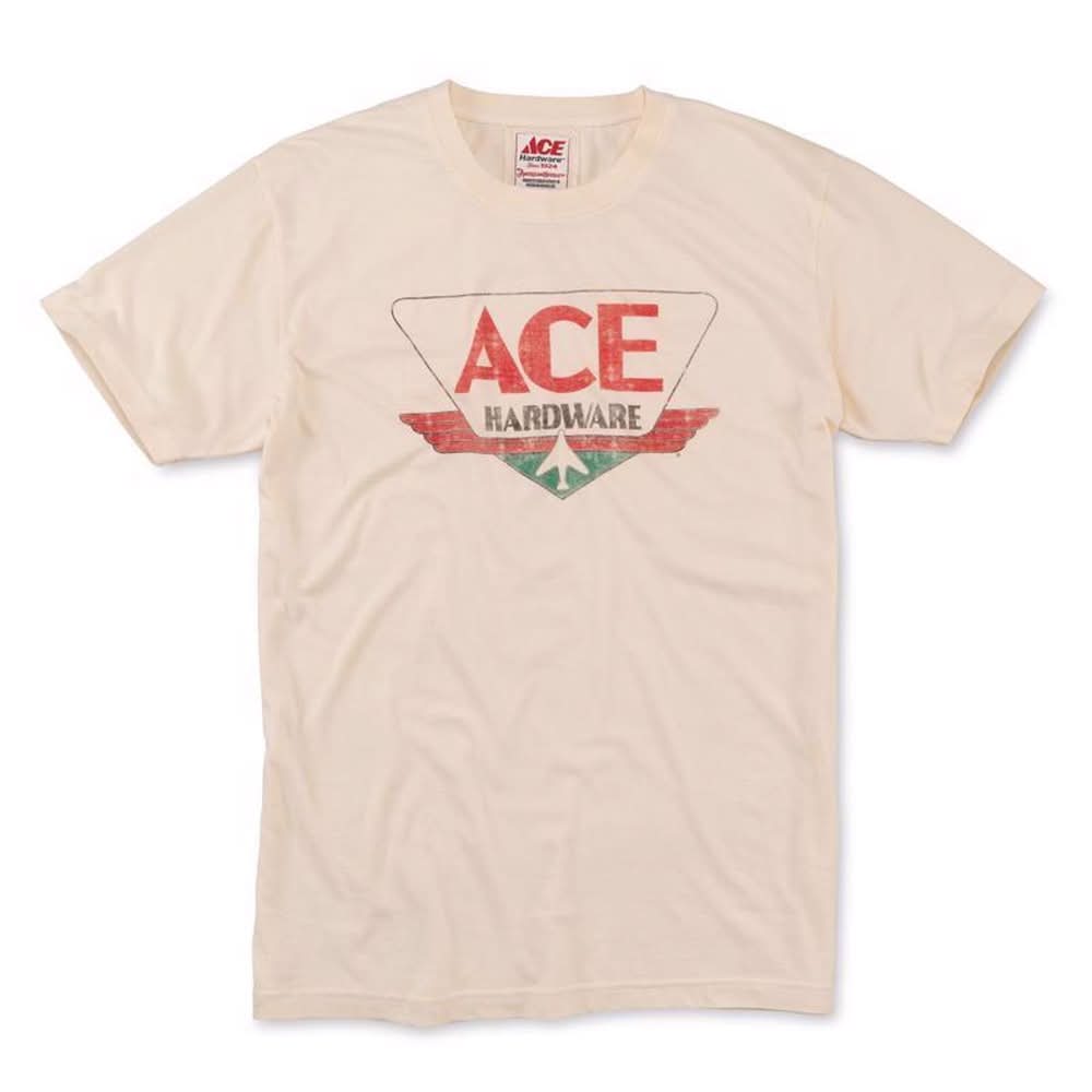 Ace Vintage Threads S Short Sleeve Men'S Crew Neck Cream Tee Shirt