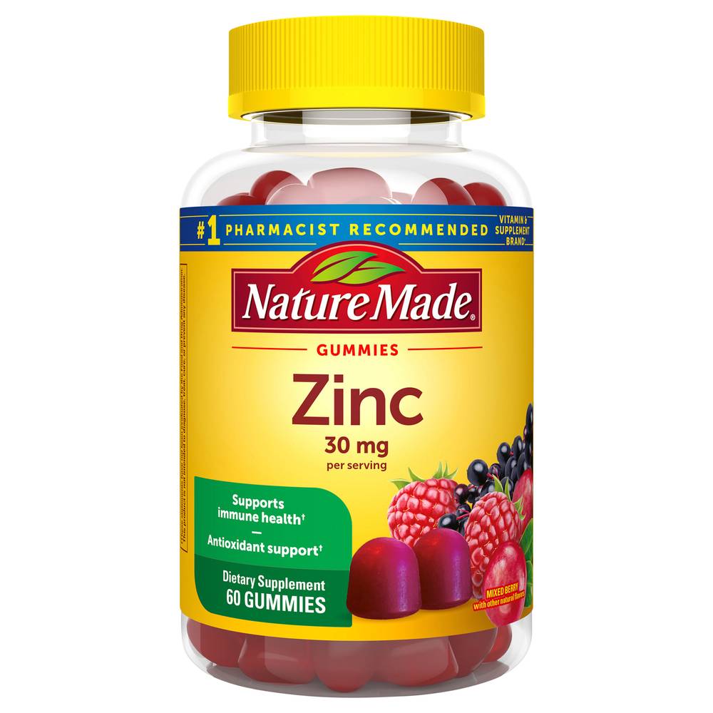 Nature Made Extra Strength Zinc 30 mg Gummies, Mixed Berry (60 ct)