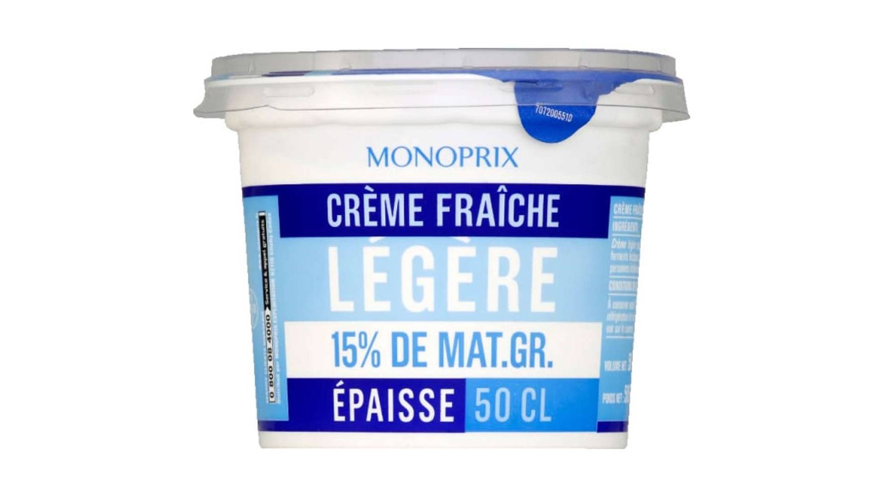 Monoprix - Crème fraîche légère épaisse 15% de mg (500ml)