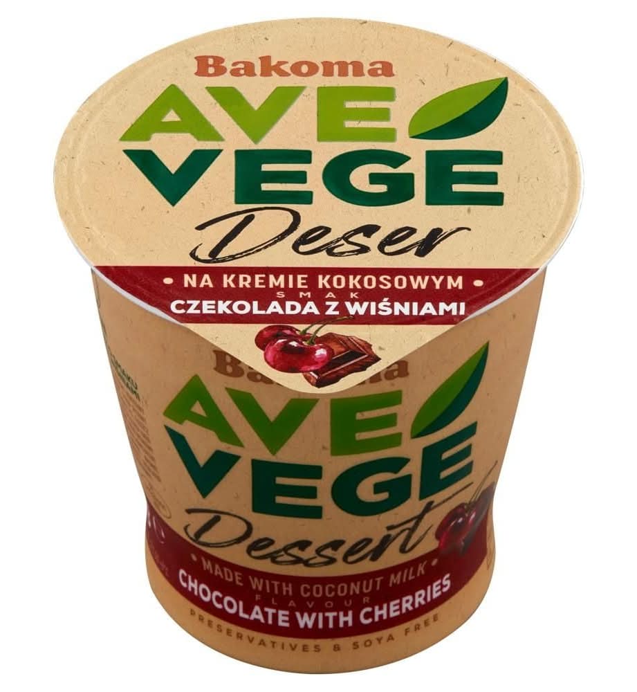 Bakoma Ave Vege Deser na kremie kokosowym smak czekolada z wiśniami 150 g