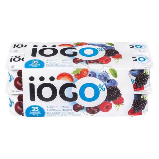 Iögo assortiment de yogourt aux petits fruits, 0% (16x100 g) - fat free yogurt variety pack 0% (16 x 100 g)