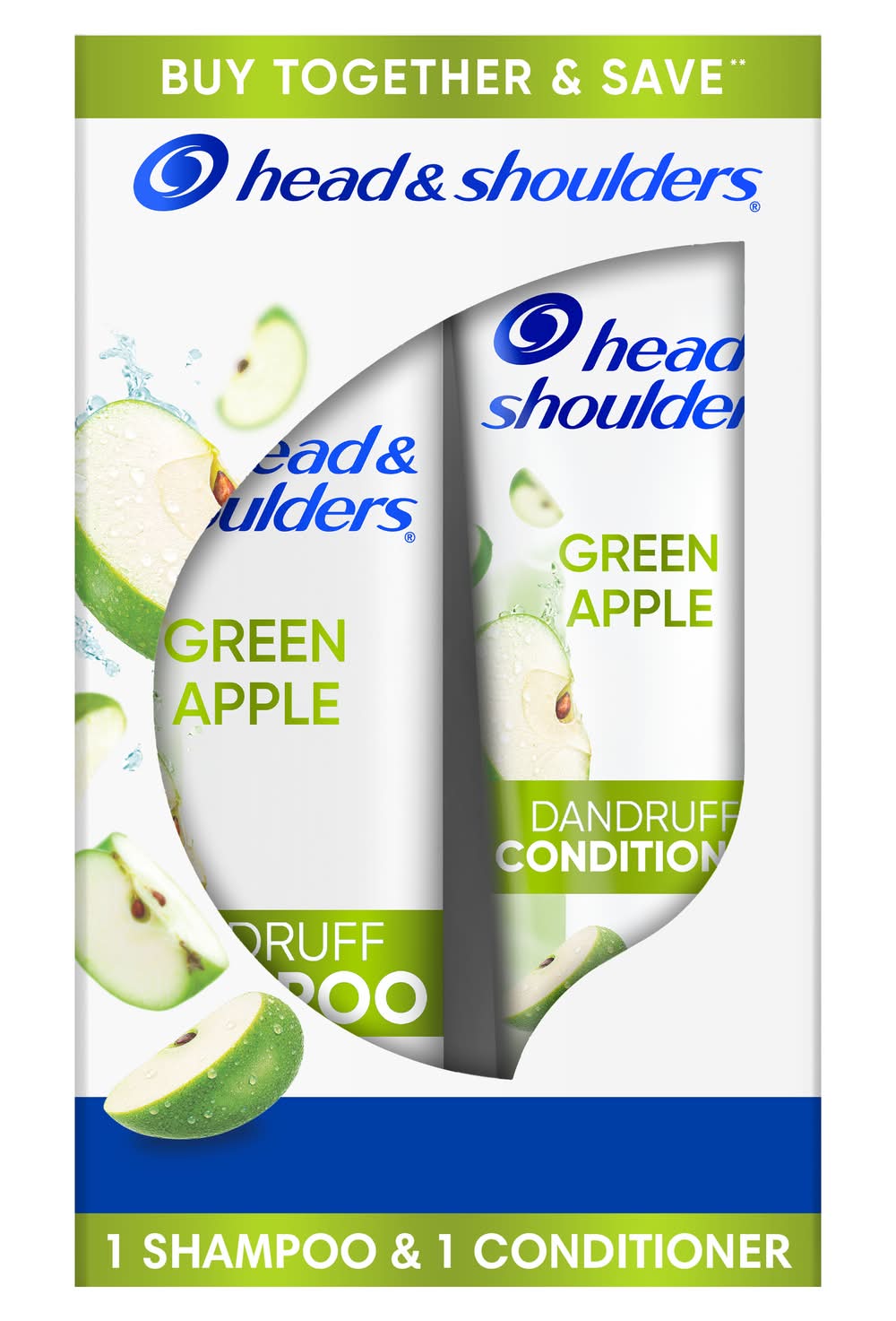 Head & Shoulders Anti-Dandruff Shampoo & Conditioner Dual pack, Green Apple (23.4 fl oz, 2 ct)
