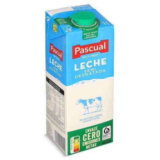 Leche semidesnatada Pascual brik 1 l