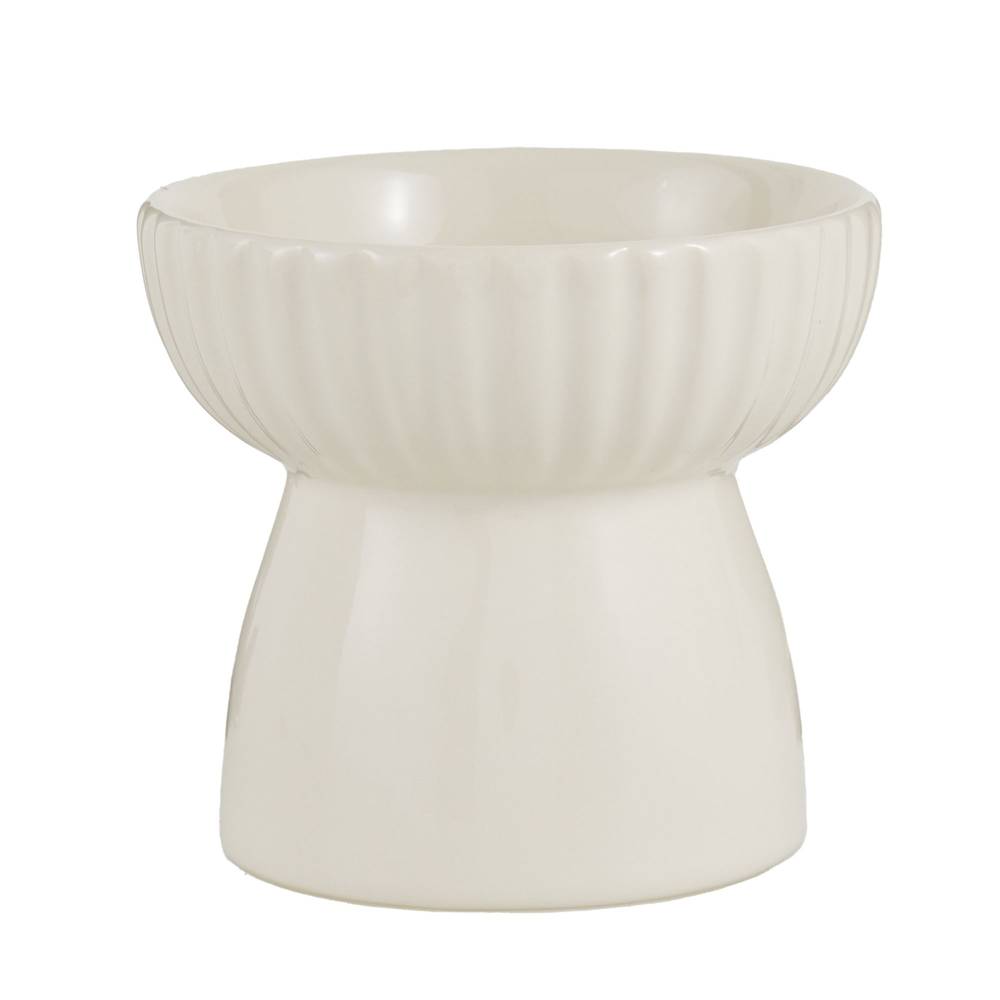 Whisker City Boho Ivy Raised Cat Bowl, Ivory