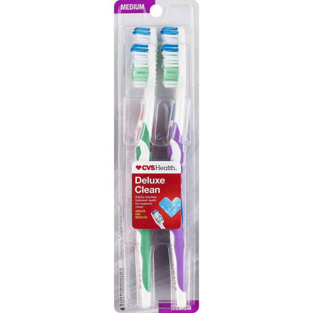 CVS Health Deluxe Clean Toothbrush, 4CT