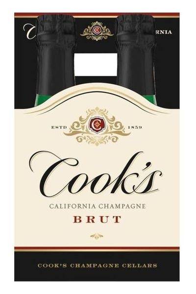 Cook's Brut California Champagne Wine (4 pack, 187 ml)