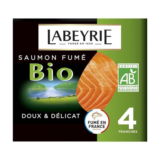 4 tranches de saumon fumé Bio Labeyrie 110g