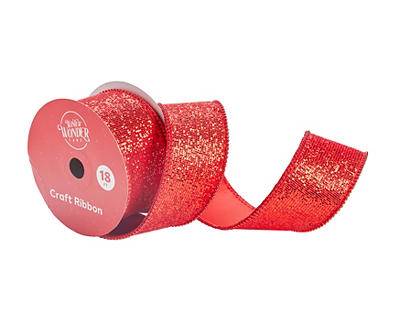 2.5" x 18' Red Mesh Glitter Ribbon