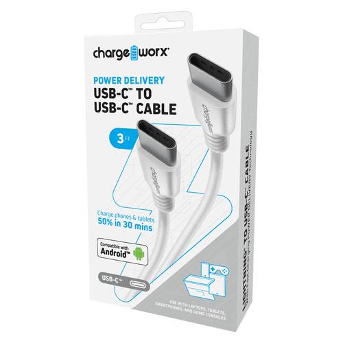 Chargeworx Power Delivery Usb-C To Usb-C Cable (3ft)