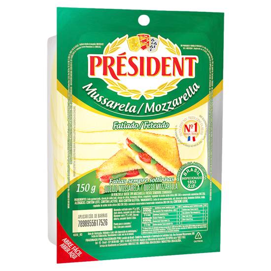 Président · Queijo mussarela fatiado (150 g)