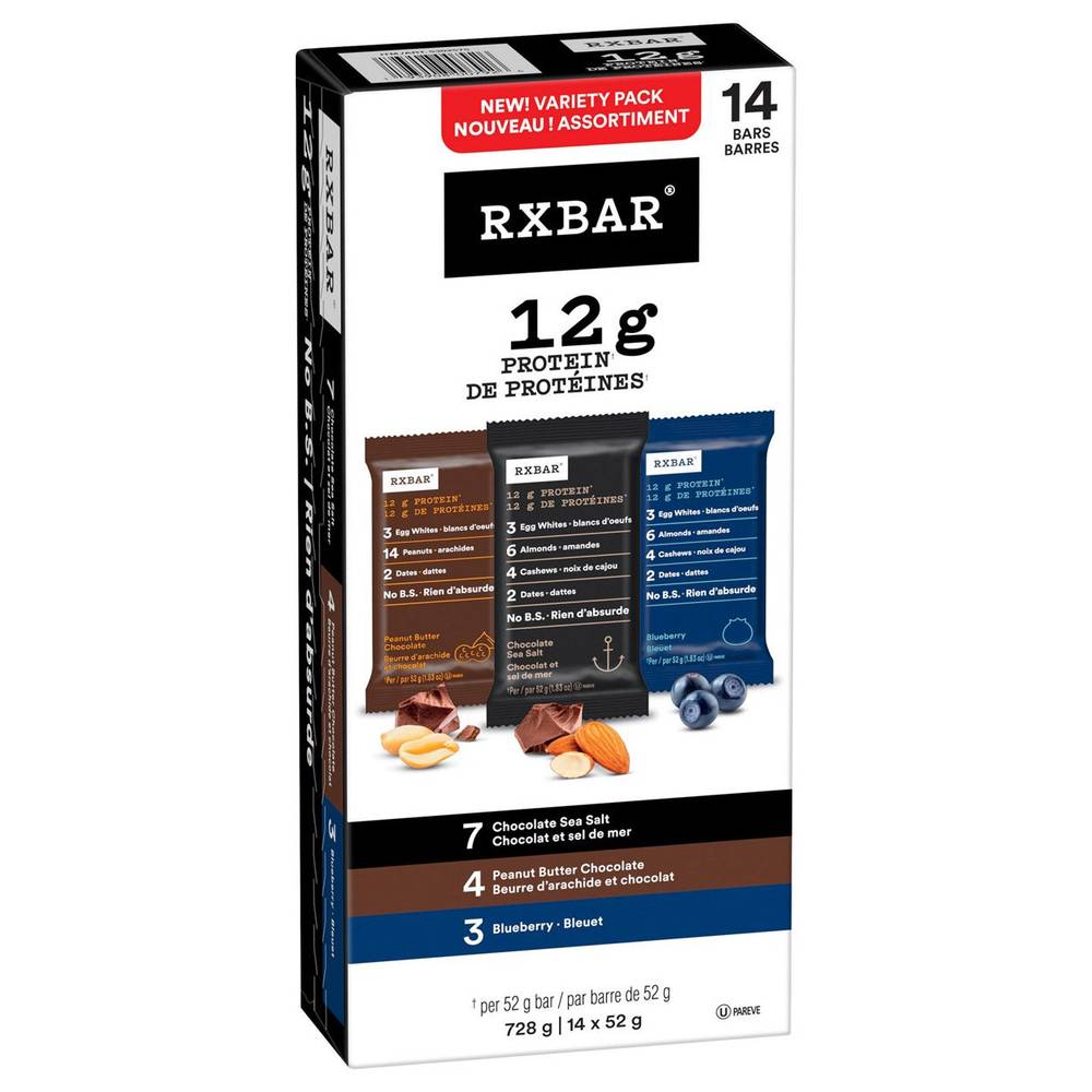 Rxbar - Barres Protéinées À Saveurs Variées, 14 × 52 G