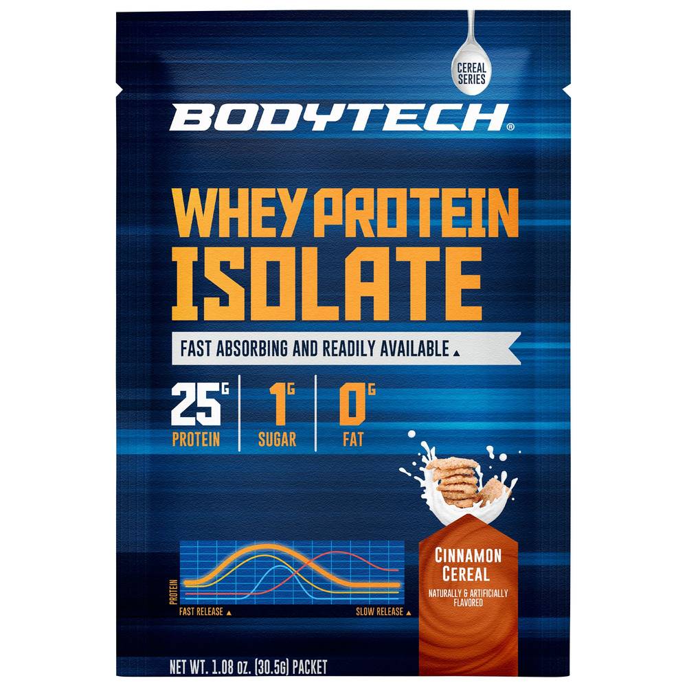 BodyTech Whey Protein Isolate Powder, Cinnamon Cereal (1.08 oz)