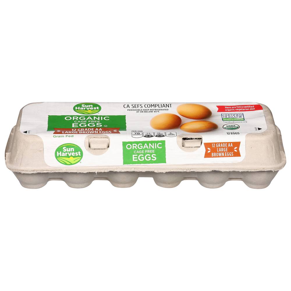 Sun Harvest Organic Cage Free Grade Aa Large Brown Eggs (36 oz, 12 ct)