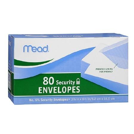 Mead No. 6-3/4 Security Envelopes - 80.0 Each