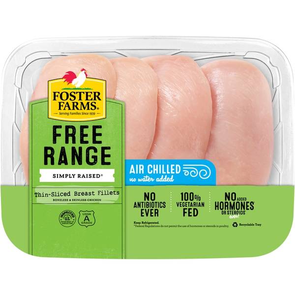 Foster Farms, Simply Raised Abf Boneless Skinless Chicken Breast Thin