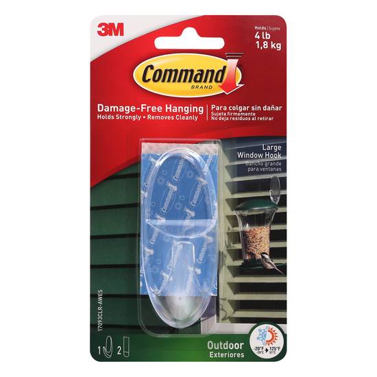 Command Damage-Free Outdoor Hanging Clear Hook (1 hook)