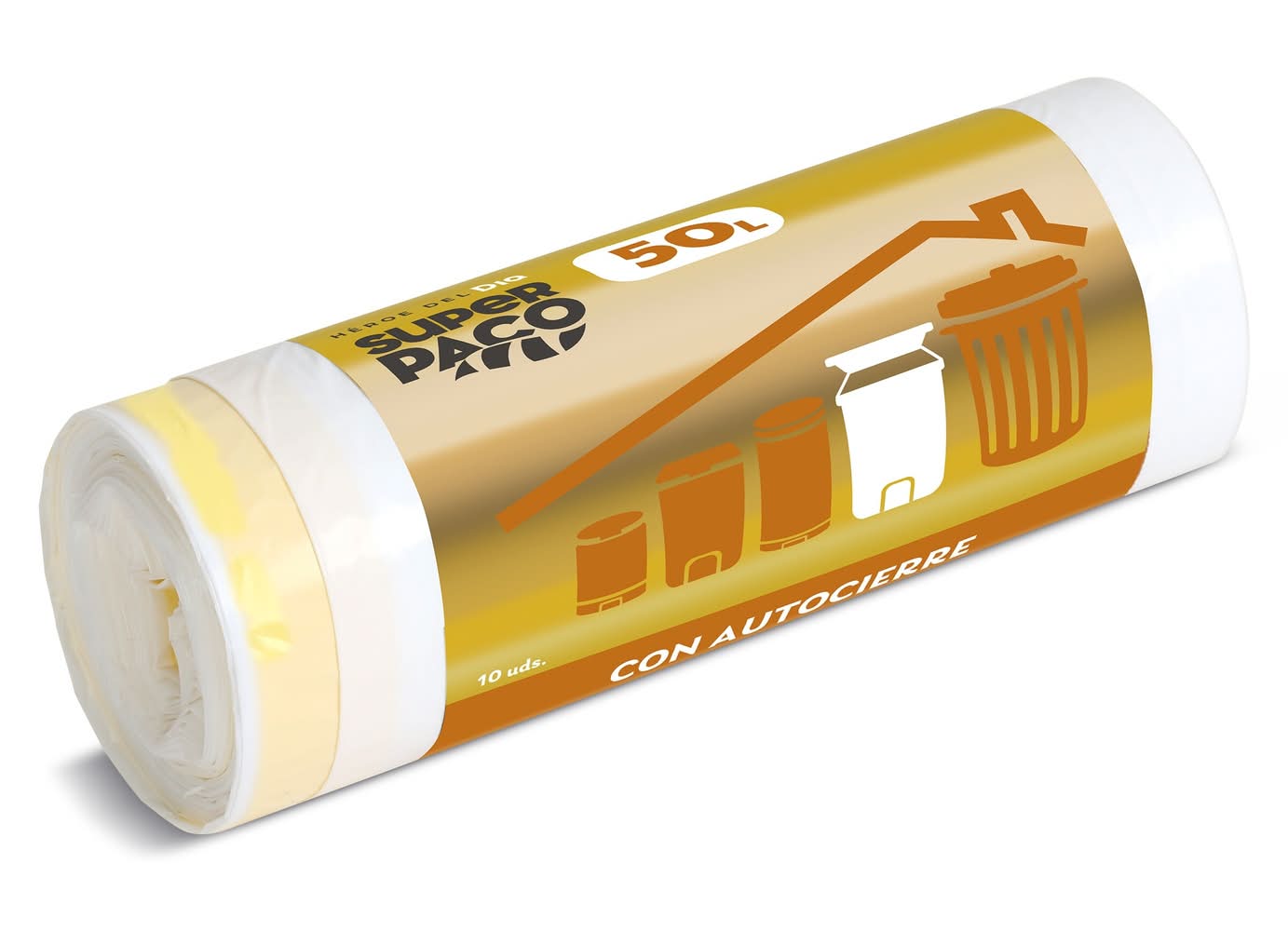 Bolsa De Basura Con Autocierre 50 Lt Super Paco De Dia 10 Unidades