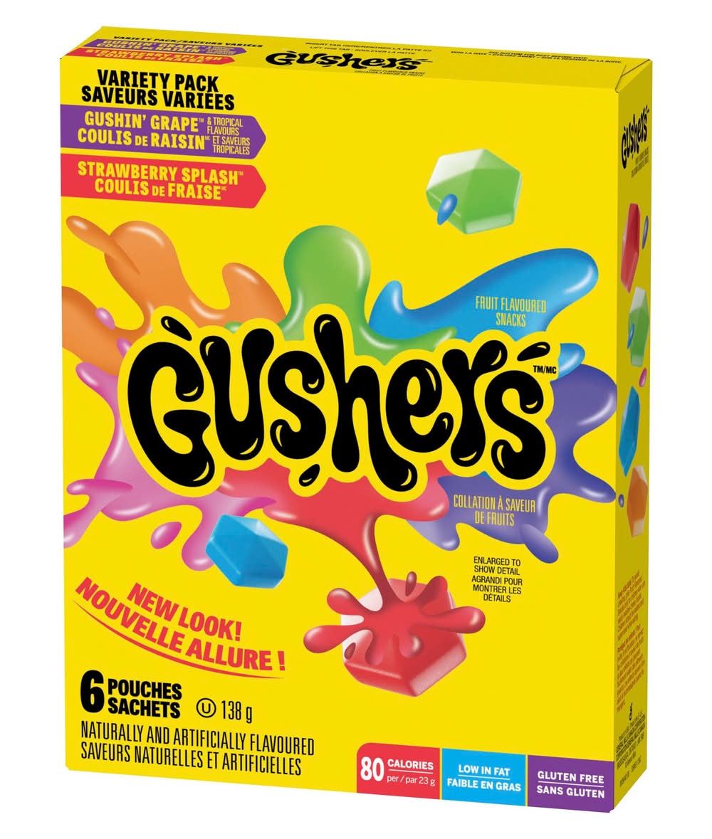 Betty Crocker Fruit Gushers Variety pack (138 g, 6 ct)