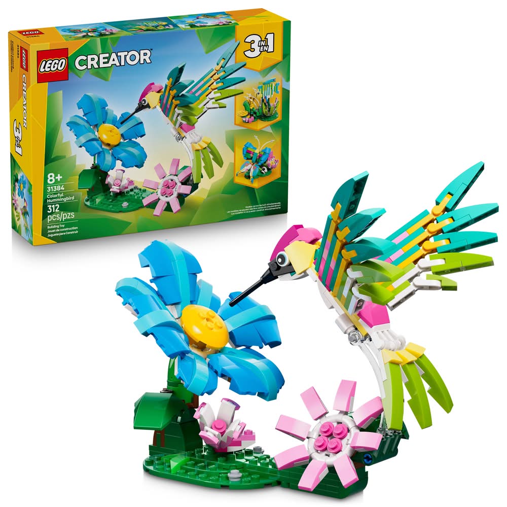 LEGO Creator 3 in 1 Colorful Hummingbird Building Toy Set 8+ Years 31384 (312 ct)