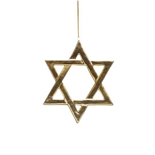 6.5" Gold Star Of David Ceramic Ornament By Ashland