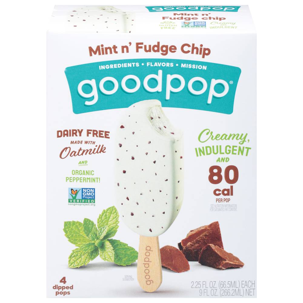 GoodPop Dipped Pops, Mint N' Fudge Chip (2.25 fl oz, 4 ct)