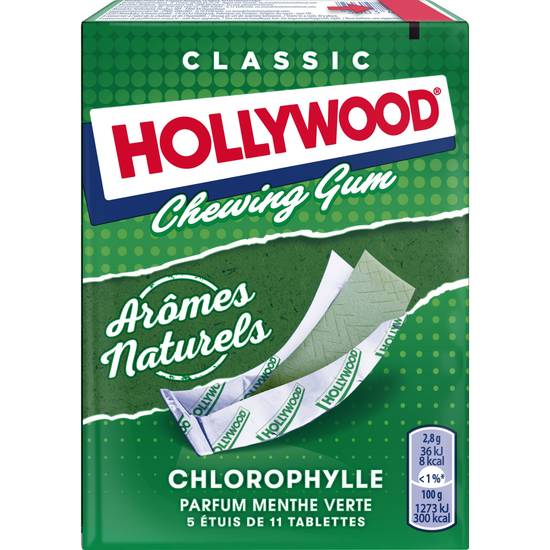 Hollywood - Classic chewing-gum à la chlorophylle parfum menthe verte (5 pièces)