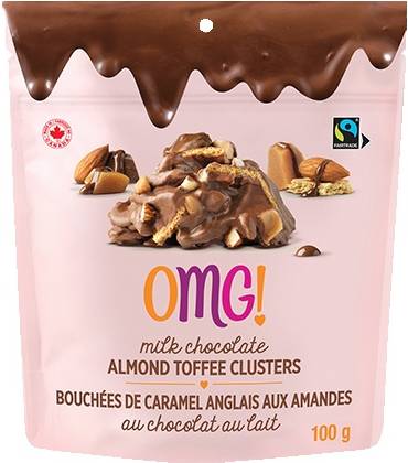 OMG's Milk Chocolate Clusters Candy, Almond-Toffee (100 g)