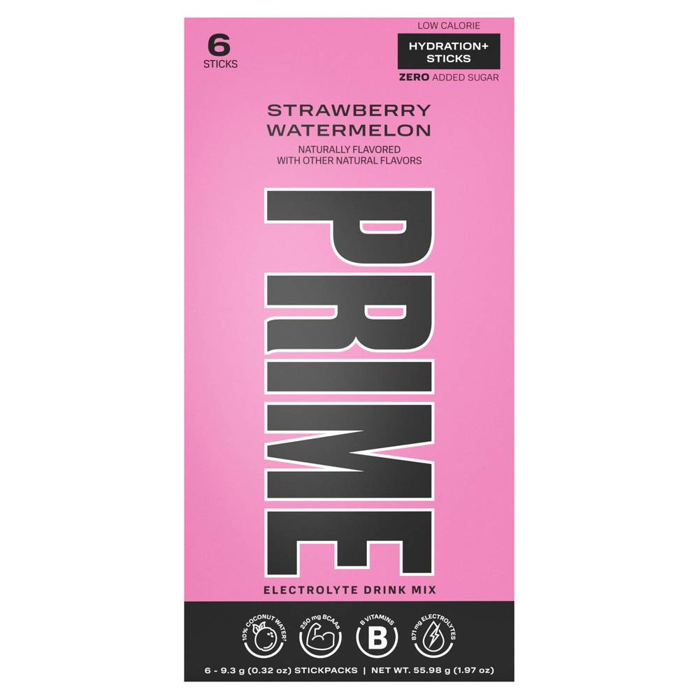 Prime Electrolyte Drink Mix, Strawberry Watermelon (6 x 9.3 g)