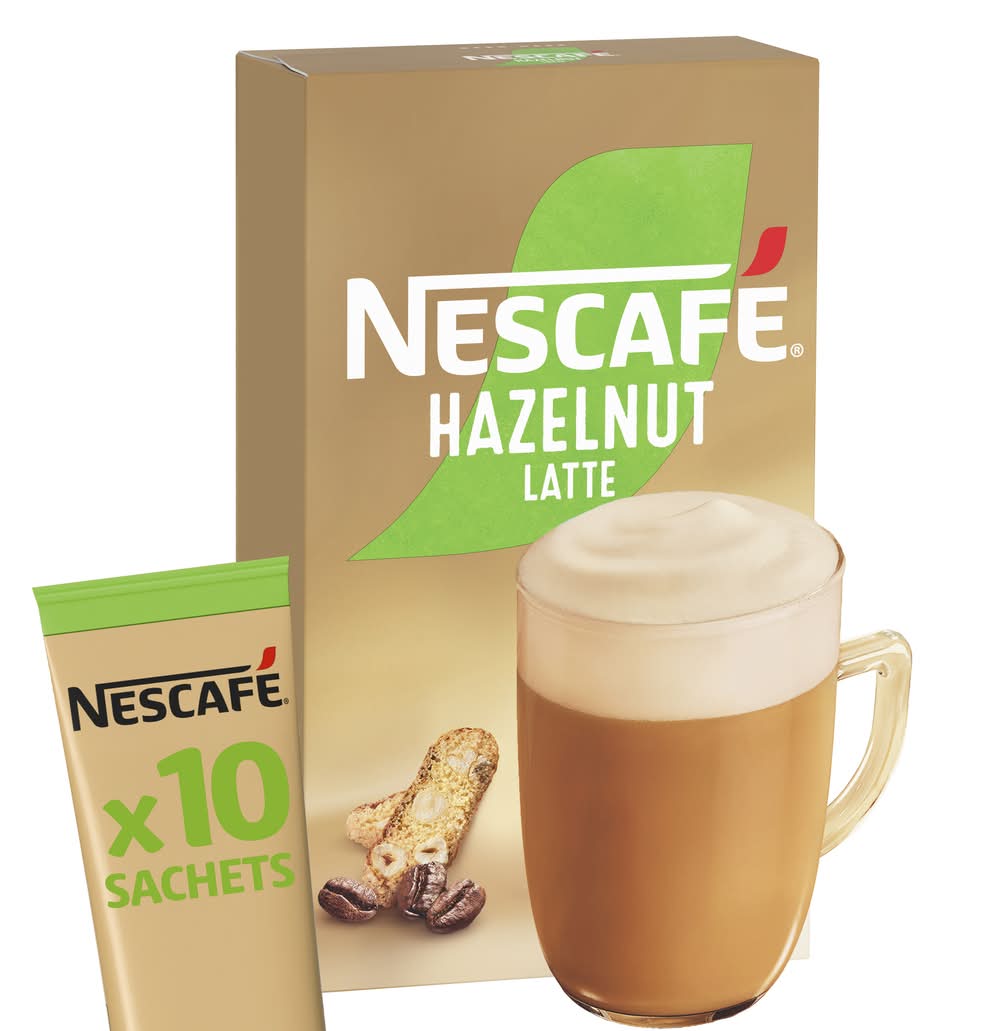 Nescafé Latte Instant Coffee Sachets, Hazelnut (180g, 10 pack)