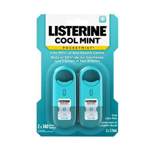 Listerine Pocketmist Breath Spray, Cool Mint, 7.7 mL, 2 pack