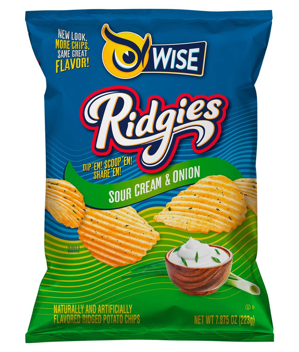 Wise Ridgies Potato Chips Chips, Sour Cream-Onion (7.88 oz)